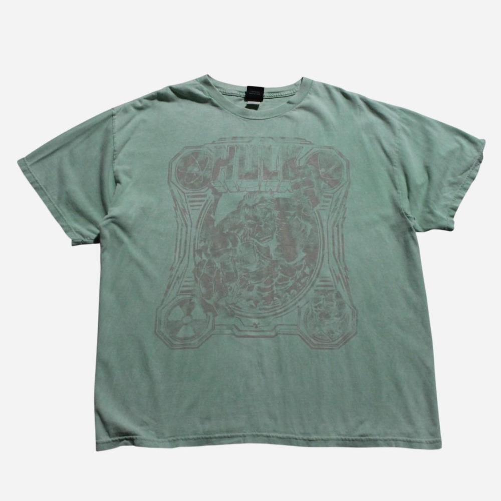 Mens Y2K Skater Streetwear Geek Comics Mad Engine Hulk Green T-shirt